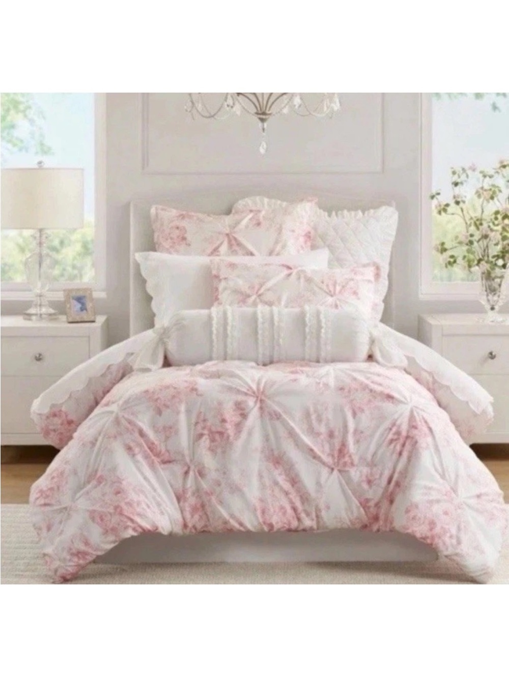 Armoire Collection Pink Coquette Full Queen Comforter Set Bow Pillow Shams Rare